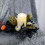 Halloween artificial rose candle ring wreath black maple 6