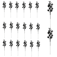Trianu Christmas glitter berry stems black 20 pcs