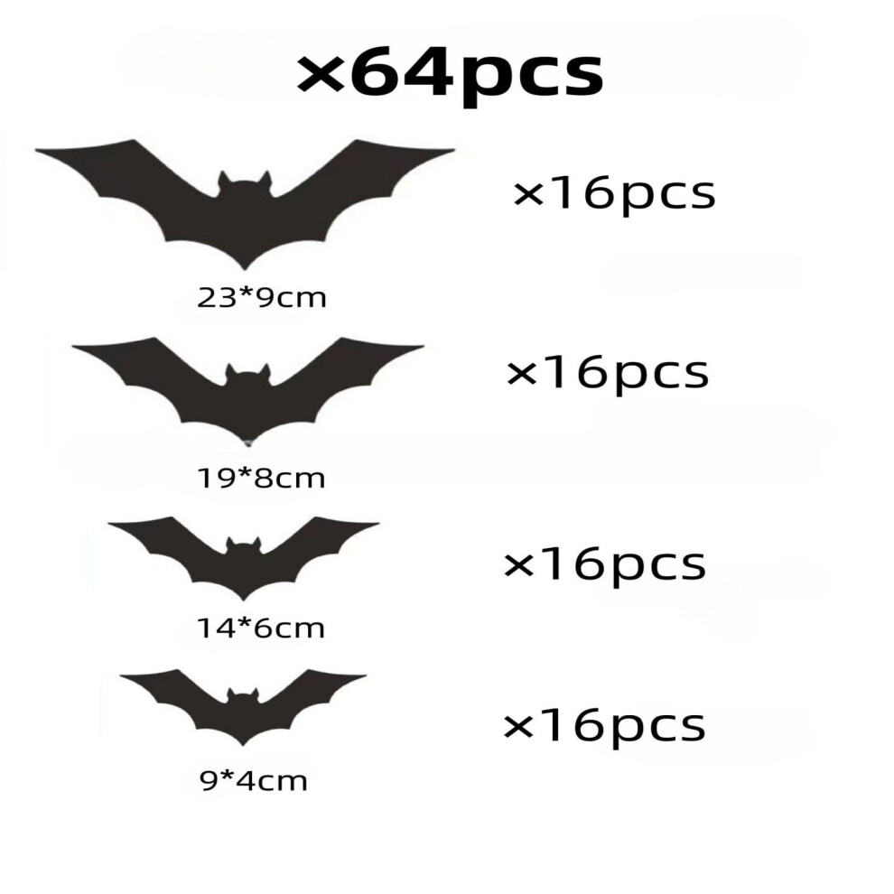 Halloween Bat Stickers 3D Black Wall Clings 12 Pcs 301029687129