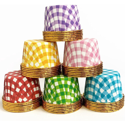 Gingham Foil Cupcake Liners 3.5 oz 200 pcs 4 colors 2