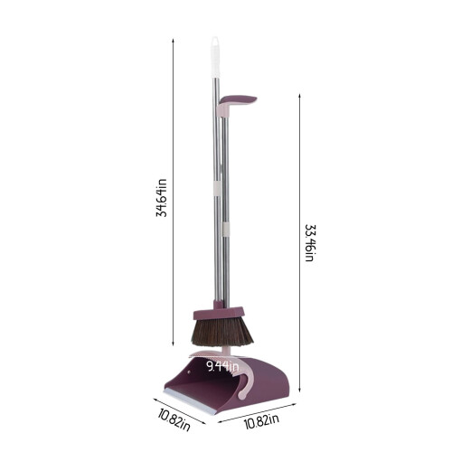Set scopa e paletta con manico in acciaio inox (1 set) 2