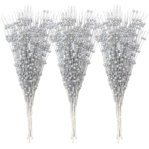Christmas Glitter Berry Stems 15.7 in 30 pcs