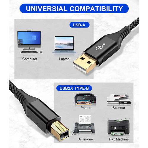 Kabel USB 2.0 pro tiskárnu USB-A na USB-B, 6 metrů 1