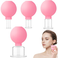 Conjunto de ventosas faciais de silicone e vidro para massagem terapêutica (4 peças)