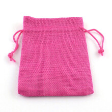 Pochette à cordon en polyester imitation toile de jute 18 x 13 cm