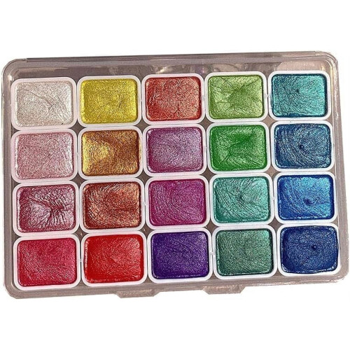 Metallic-Glitzer-Aquarellset, 20 Farben