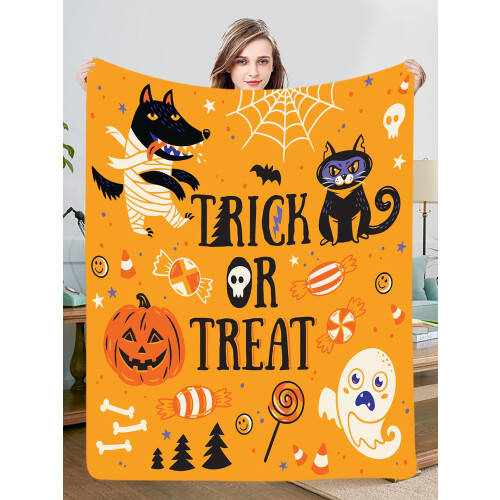 Halloween Flannel Throw Blanket Soft Lightweight