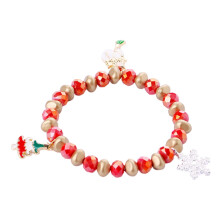 Christmas bracelet for girls, alloy beaded wrist chain with