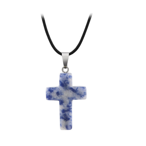 Natural Stone Cross Pendant Rough Texture Necklace