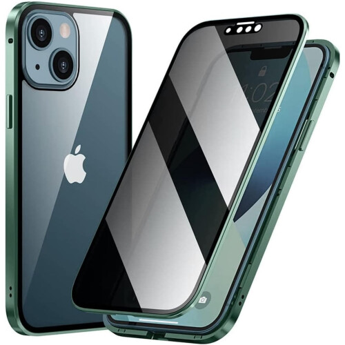 iPhone14 magnetisk glascover med kamera og anti-kiggeri