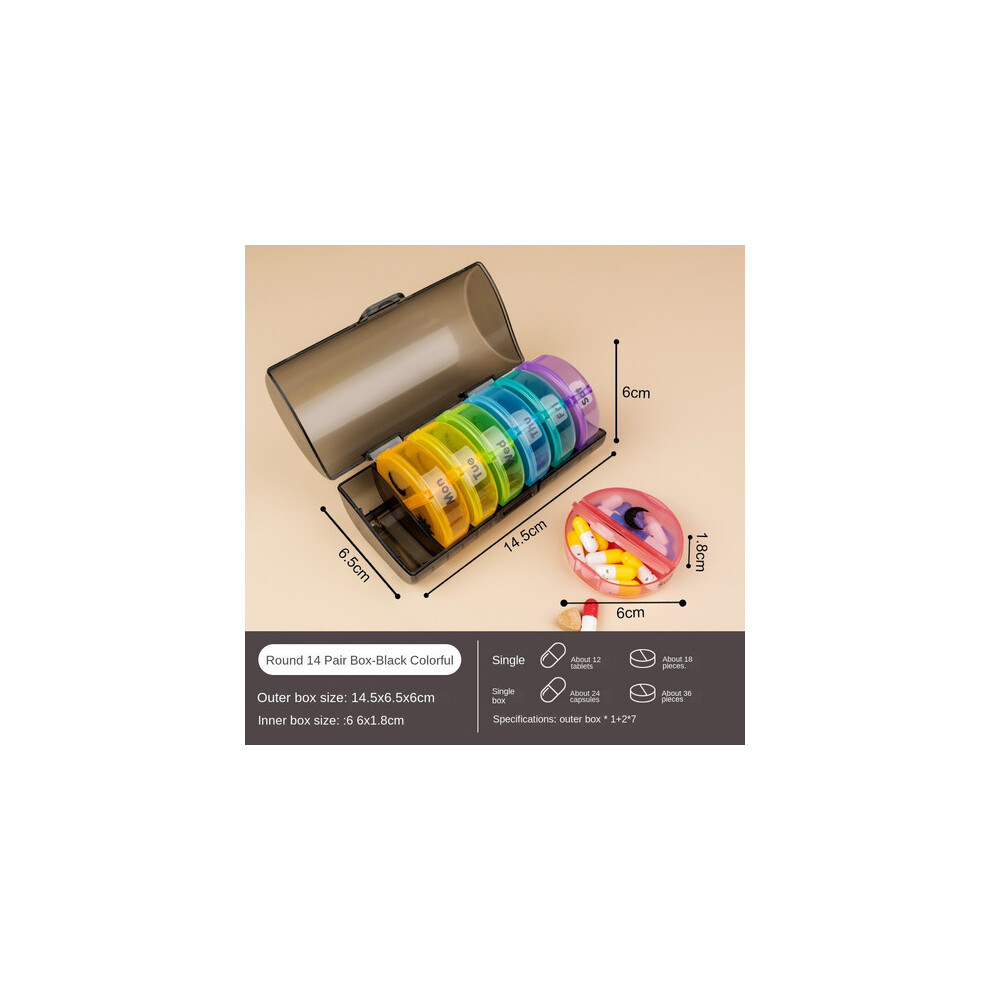 Portable pill organizer box 14-compartment 7-day