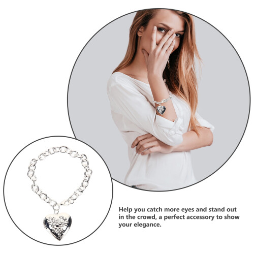Personalized Photo Heart Locket Bracelet Adjustable 2