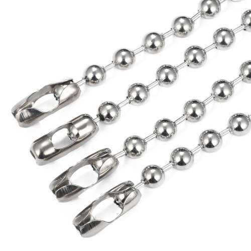 Pulseira de corrente de bolinhas em aço inoxidável 304, 8,5 polegadas (10 mm) 2