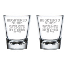 Set borrelglaasjes met thema 'geregistreerde verpleegkundige', 2 stuks, 50 ml