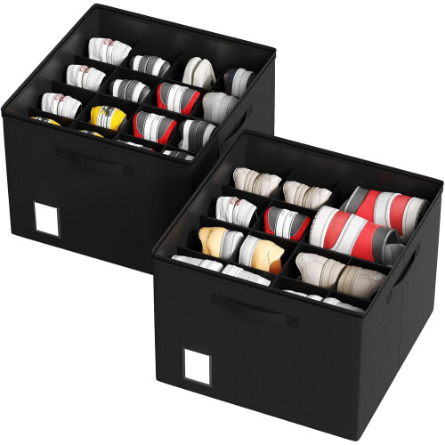 Shoe Organizer for Closet Black Linen-like Adjustable