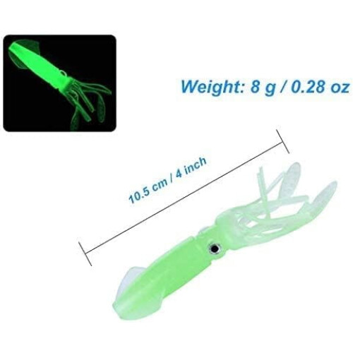 Soft Luminous Octopus Trolling Bait 20pcs 4 inch 1/6 oz 2