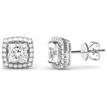 925 Sterling Sølv Prinsesse Slibet CZ Halo Øreringe