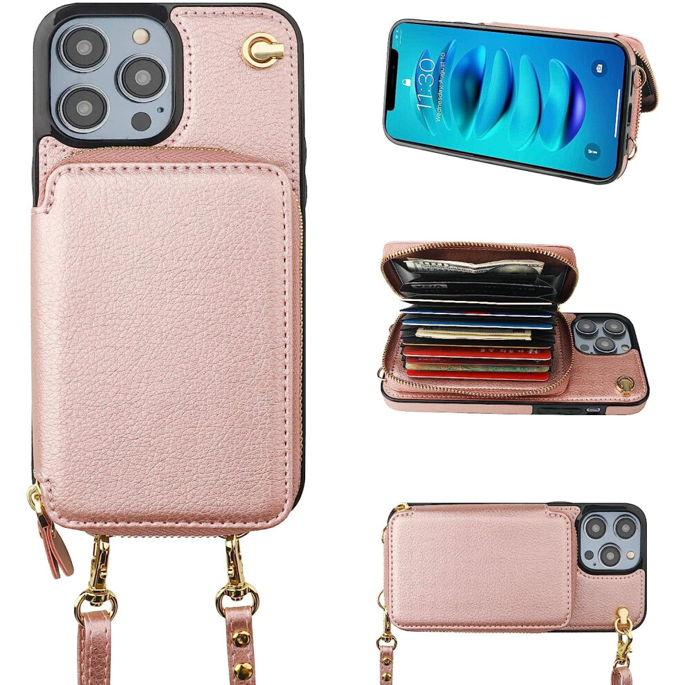Iphone 14 Pro Max Wallet Case Rfid Leather Crossbody Purse 301029240010