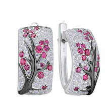 Elneeya Hoop Earrings for Women 925 Sterling Silver Ruby