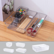 Organisateurs de tiroir en plastique transparent Donemore, lot de 4