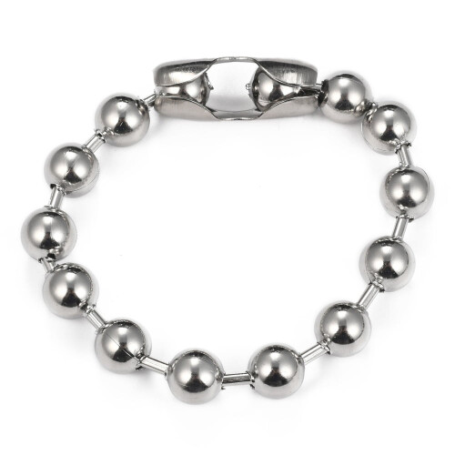 Pulseira de corrente de bolinhas em aço inoxidável 304, 8,5 polegadas (10 mm)