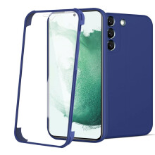 Samsung Galaxy S22 cover med skærmbeskytter i blåt TPU