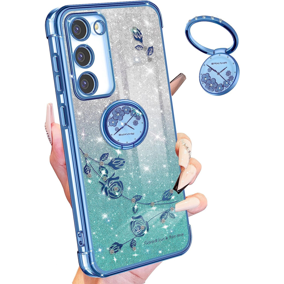 Samsung Galaxy S23 Plus Case Glitter Floral Ring Blue 301029241802