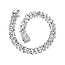 Hip-Hop-Armband aus Silber im kubanischen Gliederstil mit Strasssteinen