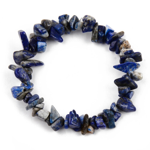 Unisex lapis lazuli beaded stretch bracelet 1