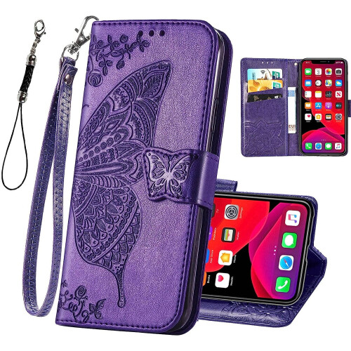 iPhone11 pung-etui lilla PU-læder folio med