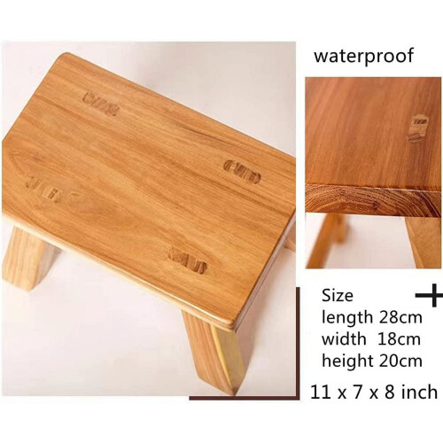 Banquinho de madeira pequeno com acabamento natural de 28 cm (11 polegadas) 2