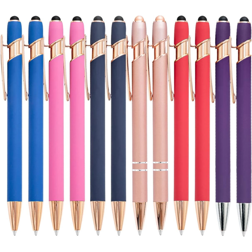 Ballpoint Pen With Stylus Tip Metal 12-Pack Pink 301029574597