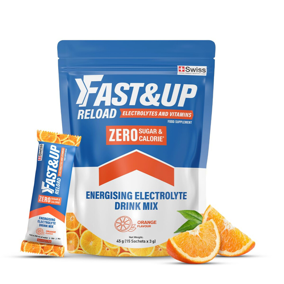 Fast&Up Reload Zero Electrolyte Powder Drink Mix, Zero Sugar & Calories, 15 Sachets
