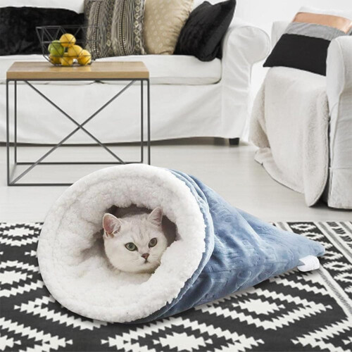 Cat Winter Sleeping Bag Soft Plush Self-Warming Cave Bed 1
