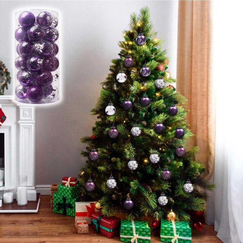 Christmas Ball Ornaments Black 6cm 30PCS
