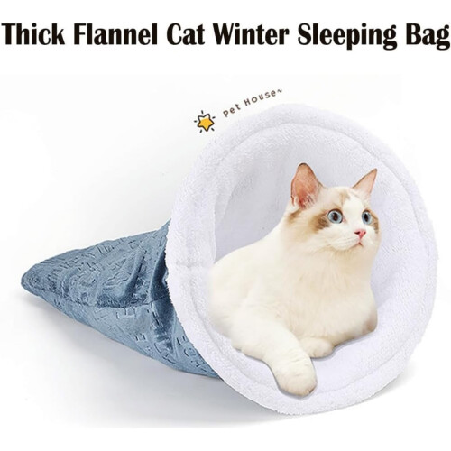 Cat Winter Sleeping Bag Soft Plush Self-Warming Cave Bed 2