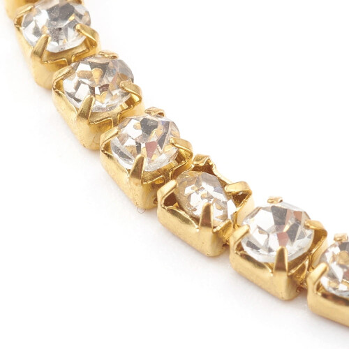 Messing-Strass-Kettenarmband, goldfarben, 18 cm 1