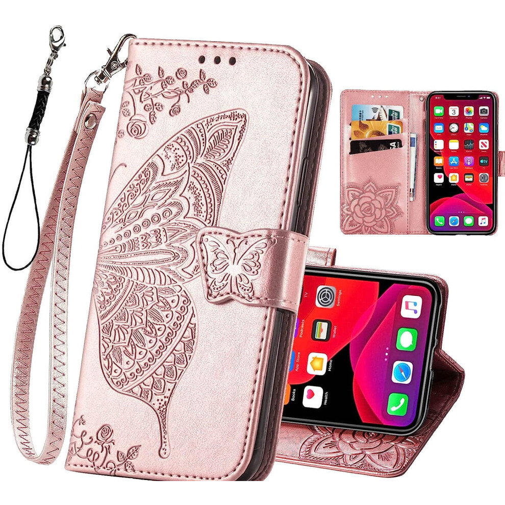 Women's Butterfly Embossed Pu Leather Wallet Case For 301029252945