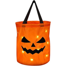 Halloween LED-karkkipussi kurpitsan herkkuämpäri hymynaamalla