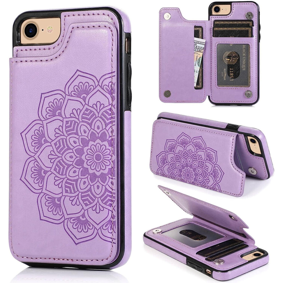 Pu Leather Wallet Case For Iphone Se 2020/2022/7/8 Purple 301029571961