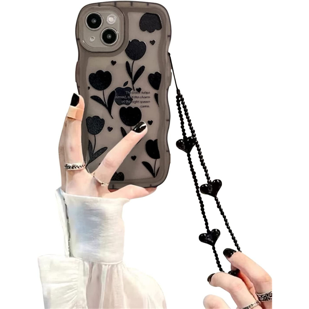 Iphone 14/13 Case Floral Pattern With Lens Protection Black 301029247774