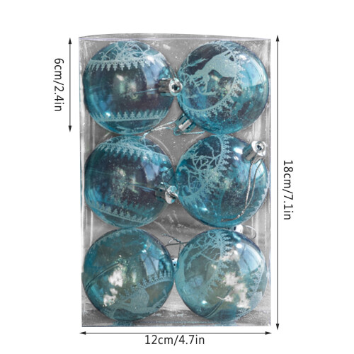 Christmas Balls Blue White Transparent 6CM 6PC 2