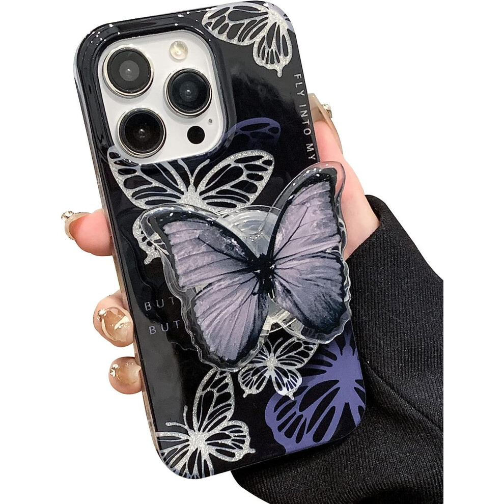 Glitter Butterfly Phone Case For Iphone 14 Pro Max Black 301029577796