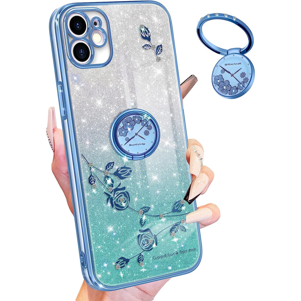 Iphone 12 Glitter Case With Ring Holder Floral Design 6.1 301029240645