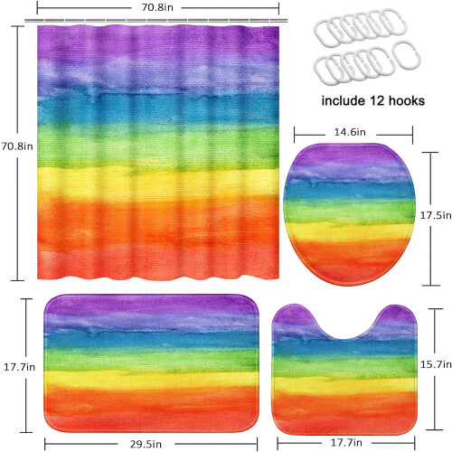 Růžová geometrická koupelnová sada 4 ks Šedá Černá Bílá 1