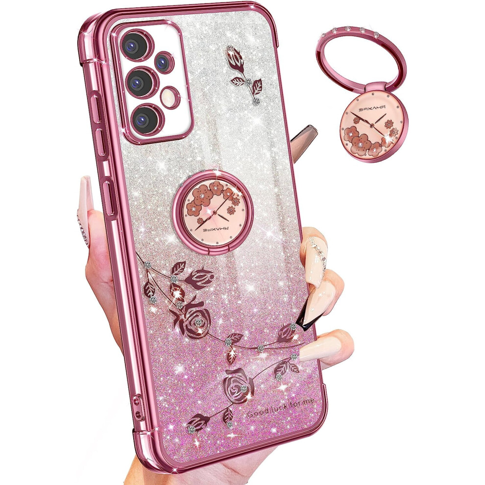 Samsung Galaxy A53 5G Case Floral Glitter Ring Pink 301029241628