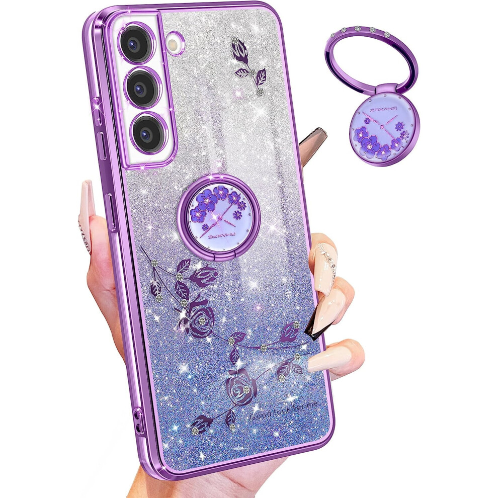 Samsung Galaxy S22 Glitter Phone Case With Floral Design 301029241680