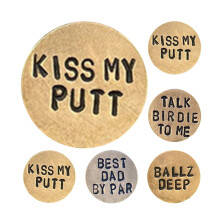 AURORA TRADE alloy golf markers with funny words, 1 or 5 pcs