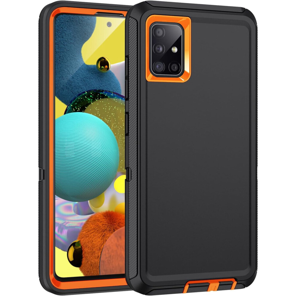Galaxy A51 5G/4G Rugged 3-Layer Shockproof Case Black Orange Orange,Black 301029241352