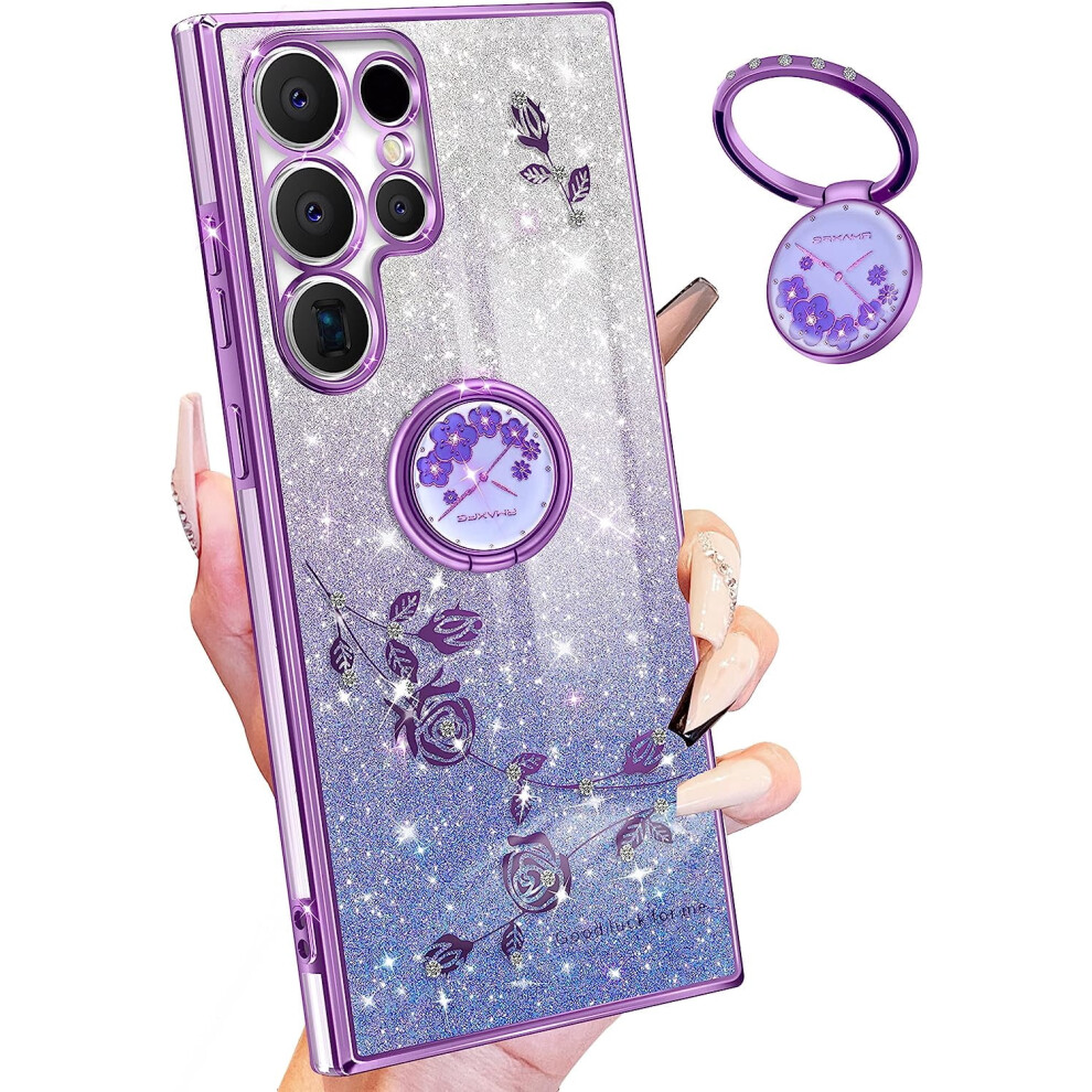 Samsung Galaxy S22 Ultra Glitter Case With Floral Design 301029241611